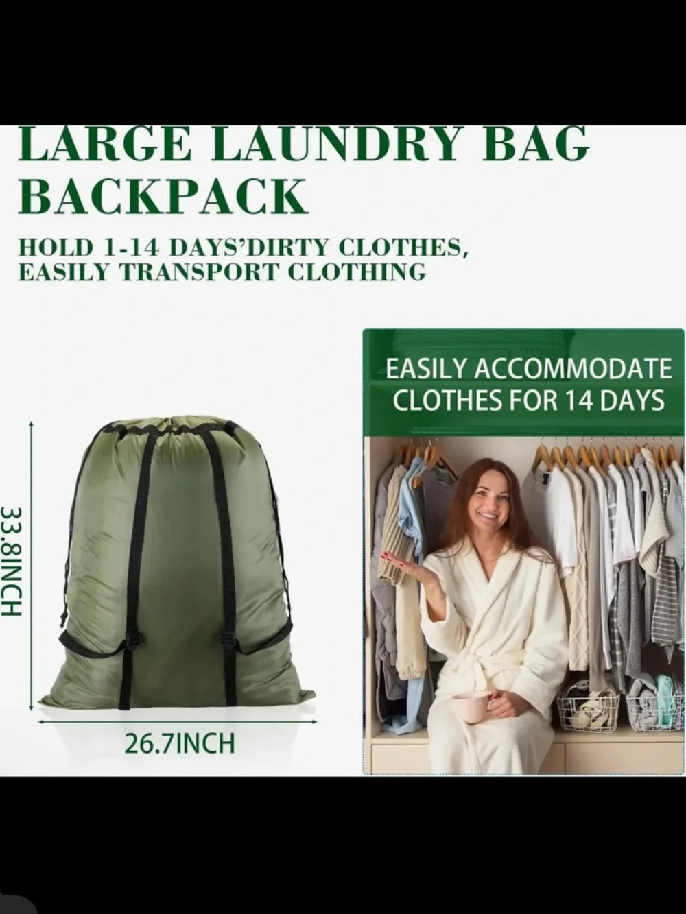 Lightweight Nylon Sack Backpack or Laundry Bag NIP